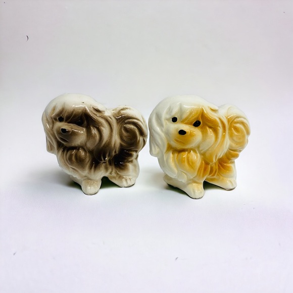 2 Vtg Pekingese Mini Dog Figurine Standing Floppy Ears Japan Ceramic  2.5” - Picture 1 of 10